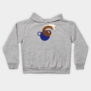 Coffee. The Little Great Wave of Coffee. Indigo Cup Graphic Kids Hoodie